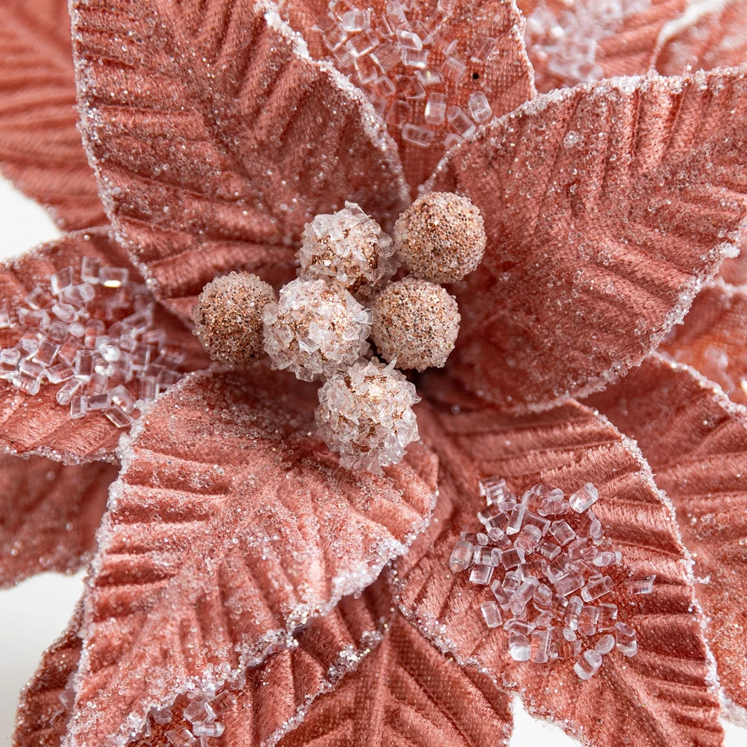 Flor De Natal Poinsétia Vermelho C/ Branco Enfeite e Árvore Terracota