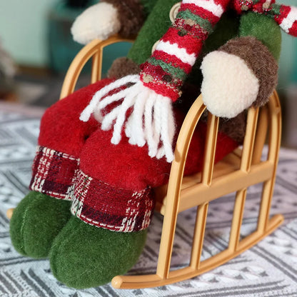 Enfeite de Papai Noel em Cadeira de Balanço, 33 cm, Figura de Papai Noel e Boneco Neve