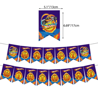 Kit Festa Hot Wheels com Balões e Decorações de Aniversário (23 peças)