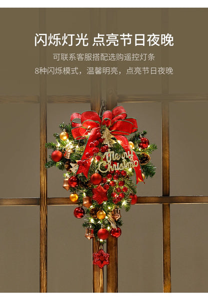 Guirlanda de Natal Nevada com Bolas Vermelhas, Pinhas e Azevinhos - Decoração Natalina