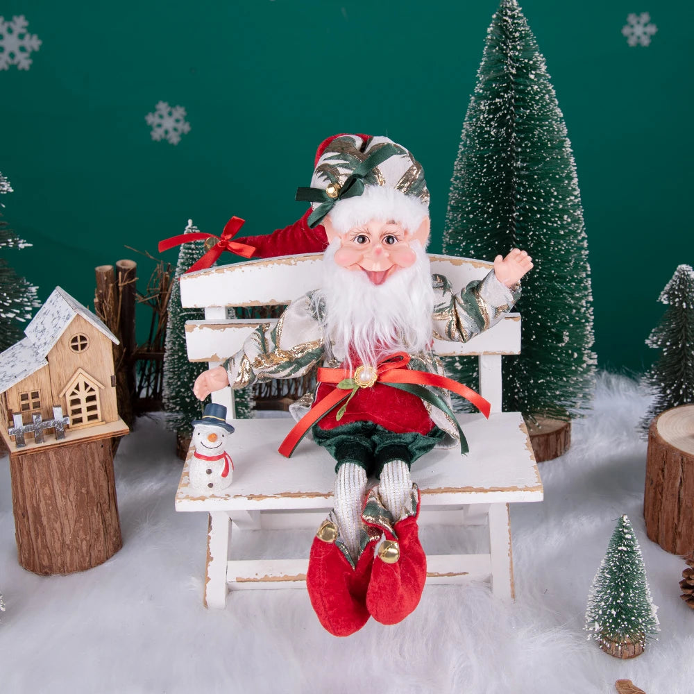 Enfeite Elfo Verde e Vermelho 45cm e 55cm Merita, Personagens Natalinos para Decoração