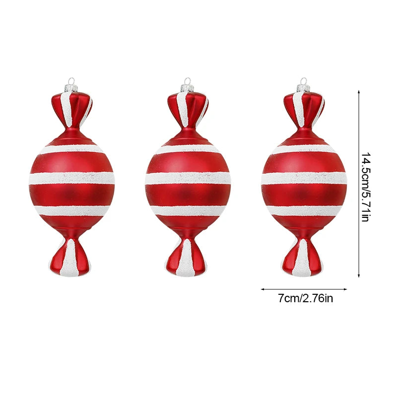 Pingente pirulito Natal pingente de bengala doce vermelha com pirulito de natal 3/6 pcs