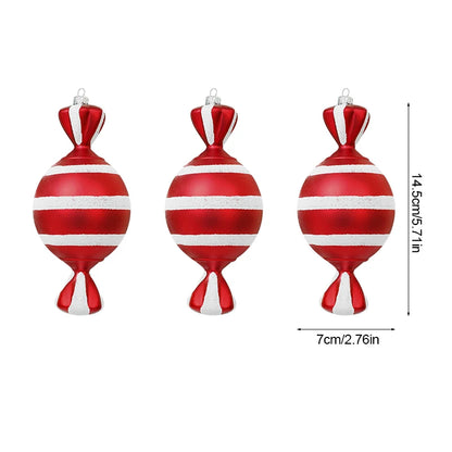 Pingente pirulito Natal pingente de bengala doce vermelha com pirulito de natal 3/6 pcs