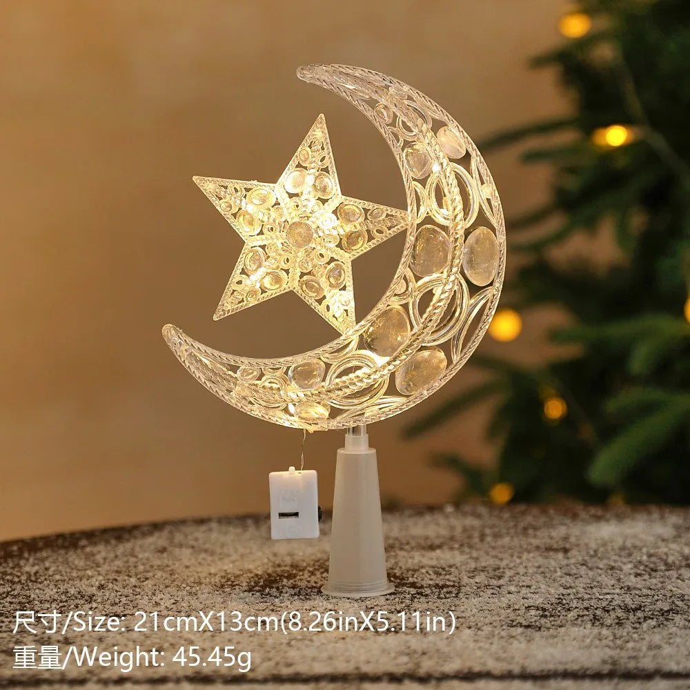 Estrela Ponteira para Árvore de Natal Colorida LED, 15 cm, Pisca-Pisca
