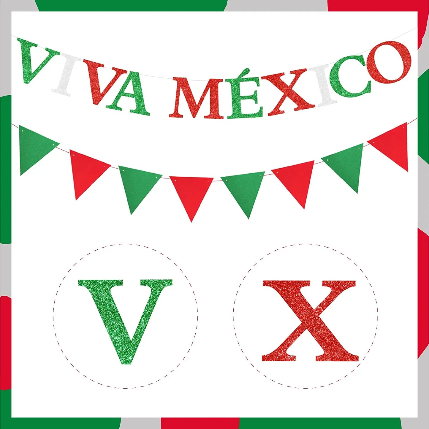 México banner mexicano independência dia decorações de festa verde vermelho