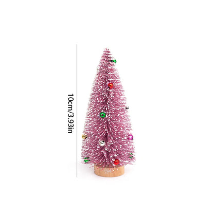 Árvores de Natal em Miniatura de Mesa - Pinheiro Artificial com Base de Madeira, Enfeite