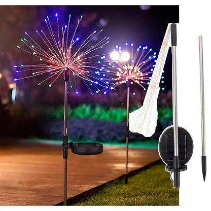 Pisca Solar Jardim Natal Fogos Artifício Luzes LEDs Colorido Luzes Decorativas Solares
