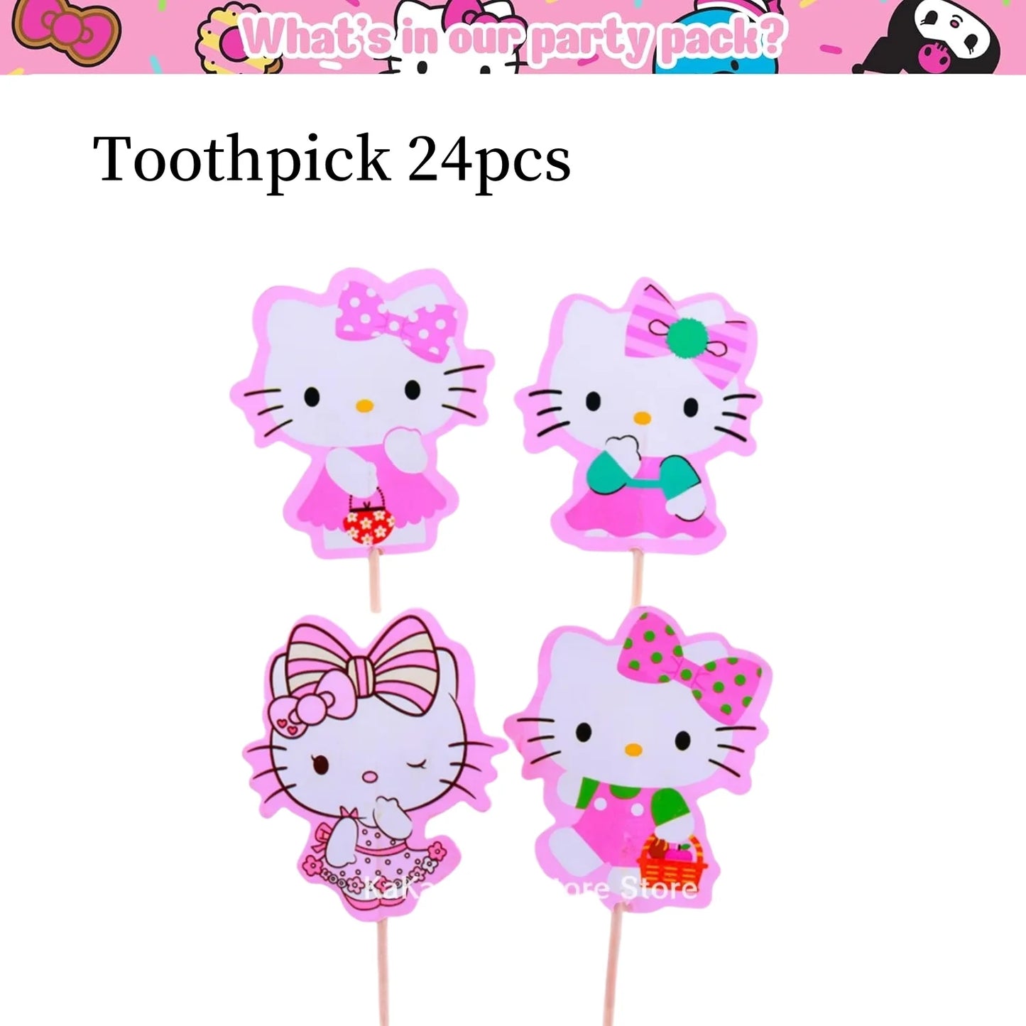 Kit de hello kitty para decoração de festa de aniversário de Kitt - 217 peças, incluindo top