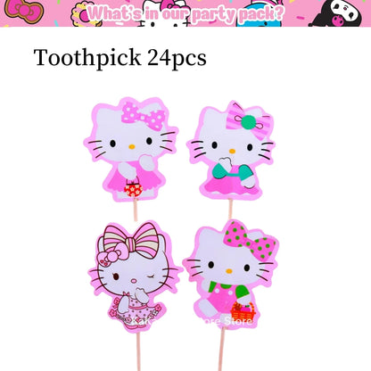 Kit de hello kitty para decoração de festa de aniversário de Kitt - 217 peças, incluindo top