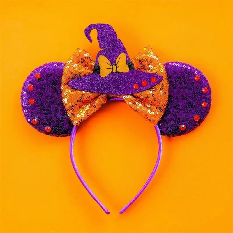 Tiaras Acessórios Disney orelha de rato com laço brilhante, Lantejoula de dupla celebração