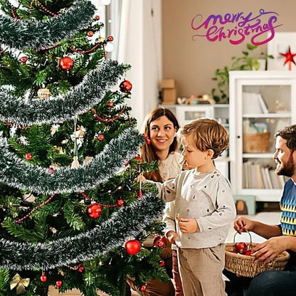 Guirlanda de Natal artificial (Verde/Comprido) Kit 10 Festão Grosso Verde Nevado 2mX20cm