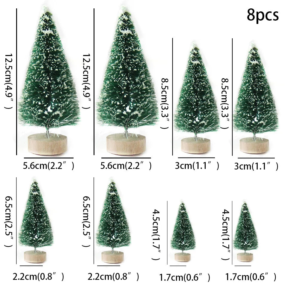 Árvore de Natal Artificial Decoração Natal 8 Peças Mini Pinheiro Artificial Natal Decoração