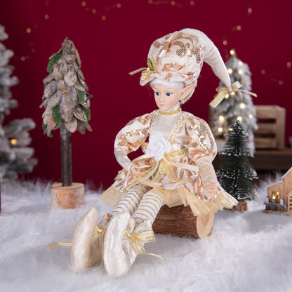 Elfo de Natal, 38cm Macios e Adoráveis Enfeites de Árvore de Natal de Elfos para Árvore de Natal