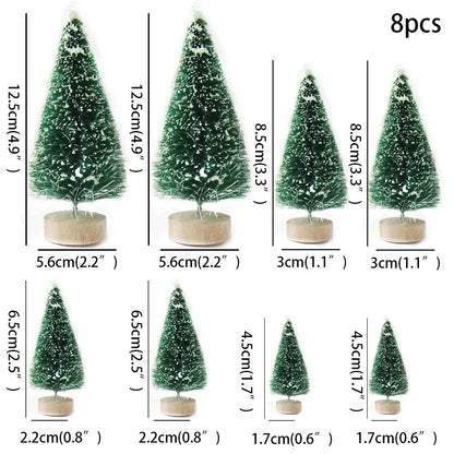 Árvore de Natal Artificial Decoração Natal 8 Peças Mini Pinheiro Artificial Natal Decoração