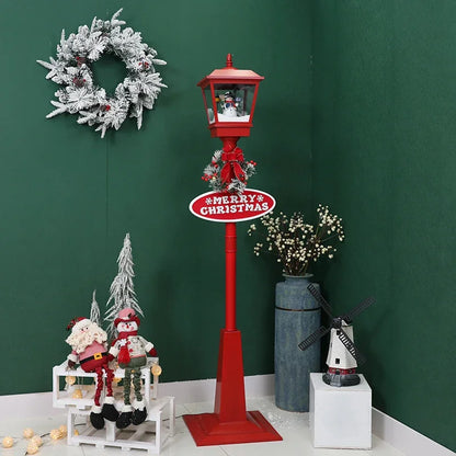 Poste lanterna natal decorativa com luz LED poste decorativo papai Noel Natal Luz e Neve