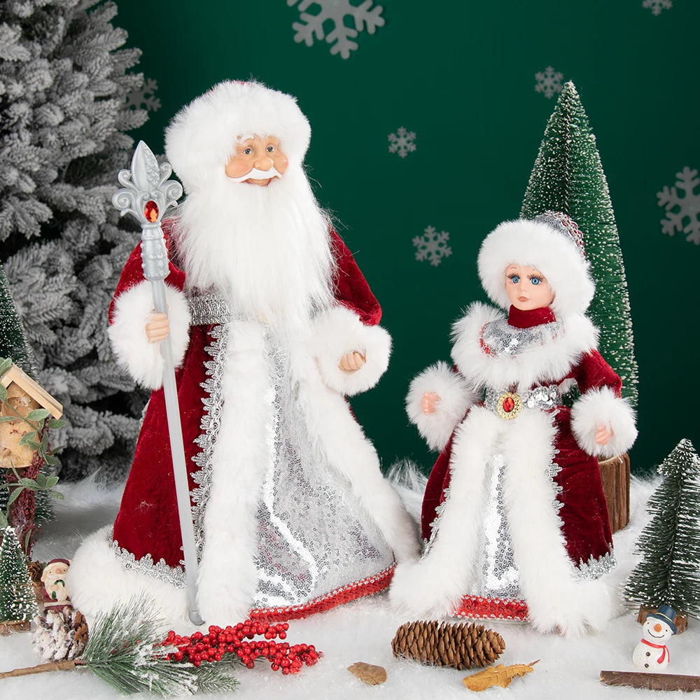 Papai Noel Grande Muñeco Cajado Azul Claro Figura do Papai Noel Ded Moroz Natalino