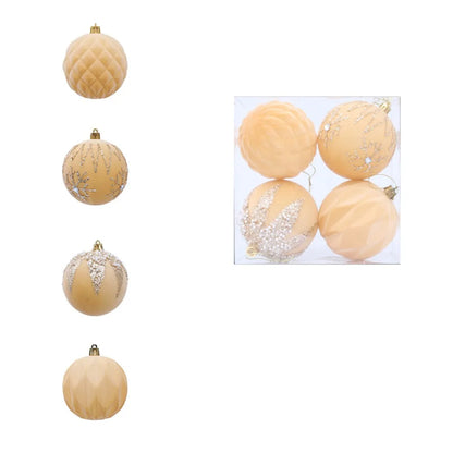 Bola Natal Veludo Bola Natal Pingente Glitter 4 Peças de Enfeites de Bola de Natal de Veludo