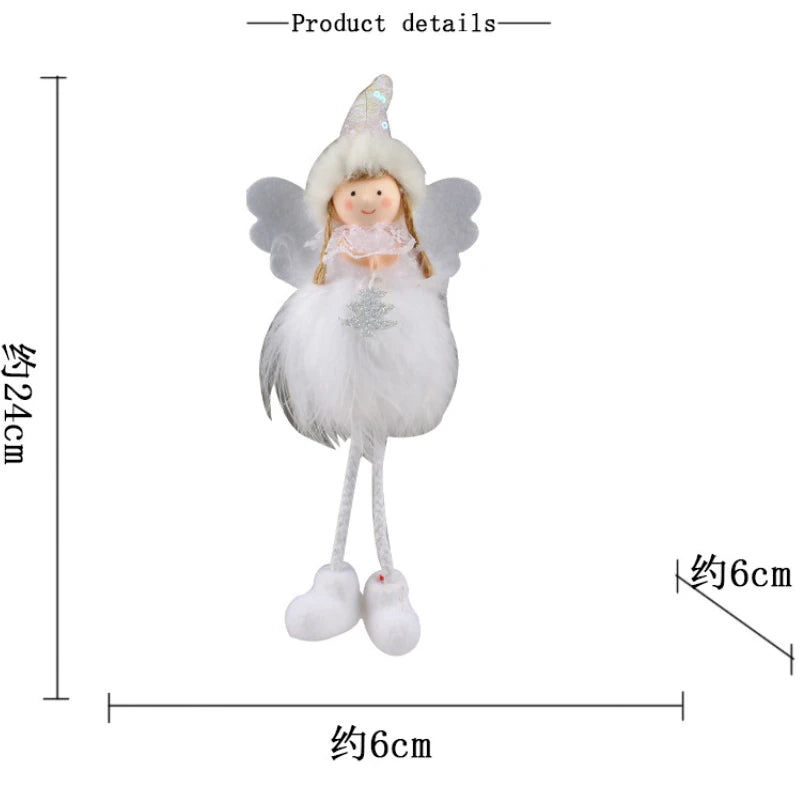 Pingente Anjo Natal Decoração de menina anjo de natal | Pingente de boneca anjo pelúcia