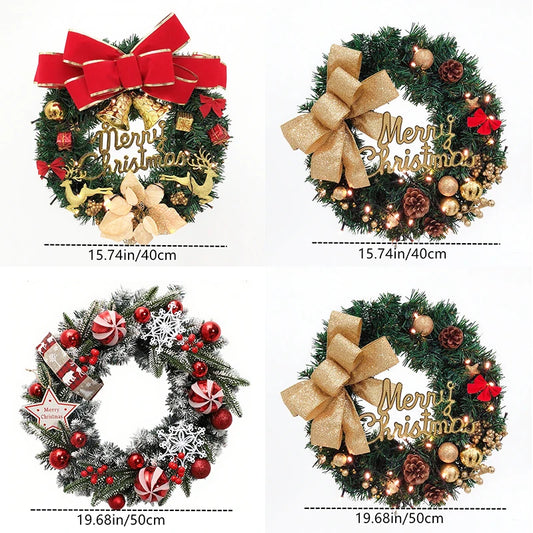 Guirlanda de Natal, guirlanda de Natal festão com laços, guirlanda de porta para paredes