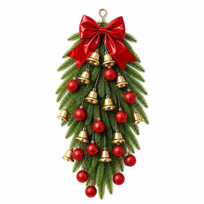 Guirlanda e Festão de Natal em Formato de Gota (Enfeite Suspenso de Pinheiro Artificial) no Topo, Bolas Brilhantes