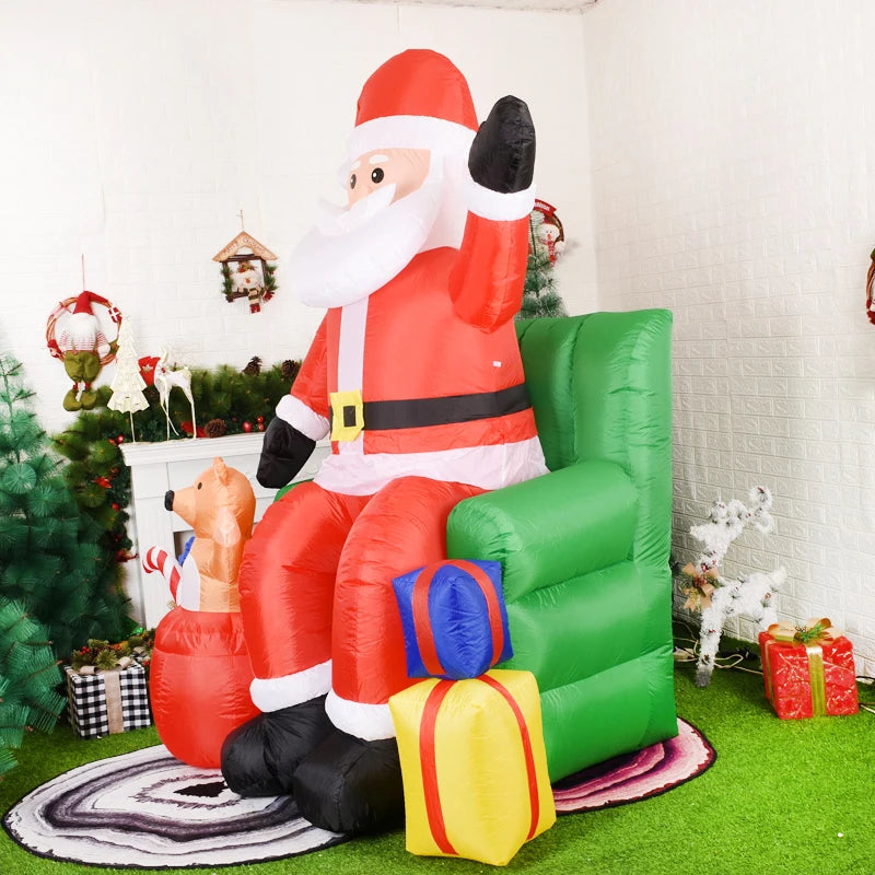 Papai Noel Inflável de 6 pés, Decoração de Quintal de Natal, Luzes LED para Festa, Gramado