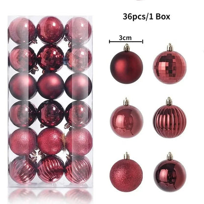 Bolas de natal Ornamentos de árvore de Natal de 3 mm de 36 quilates, grandes ornamentos