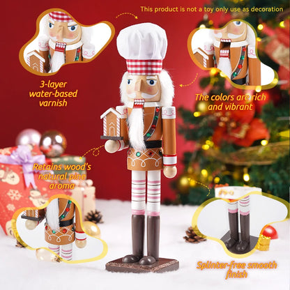 Quebra-nozes de madeira | Decoração tradicional de quebra-nozes de gengibre de madeira