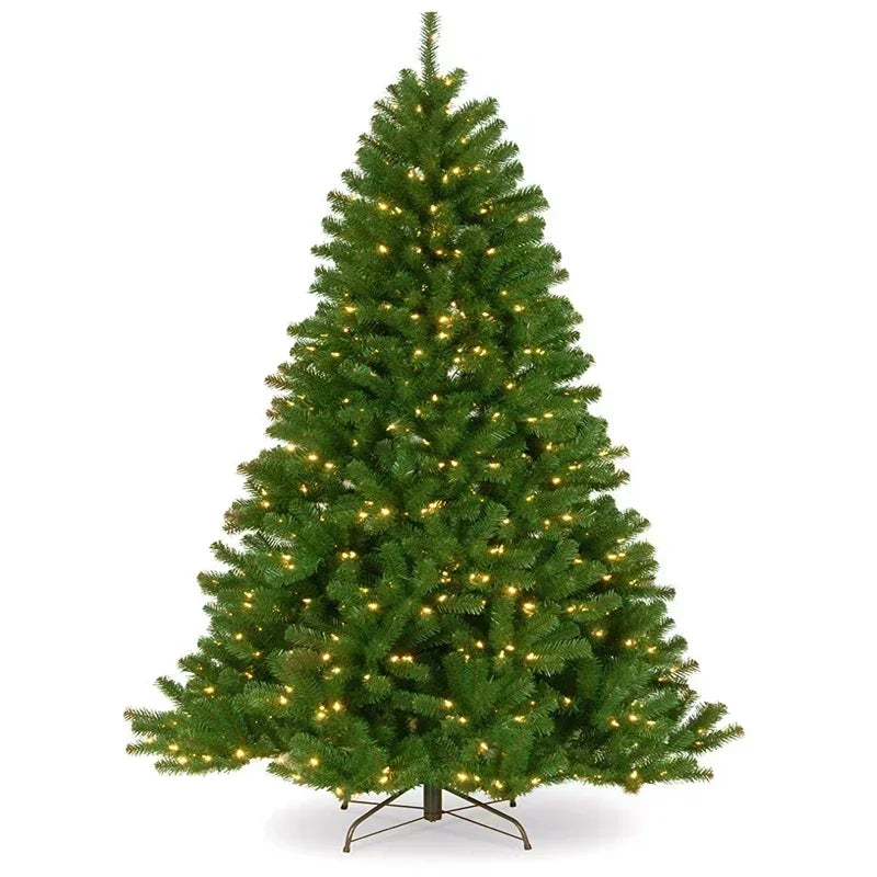 Árvore de Natal Pré-Iluminada 2 Metros Árvore Decorativa Artificial Verde Articulada LED