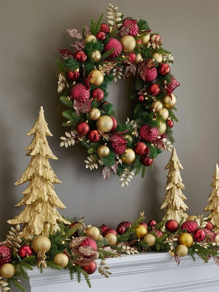 Guirlanda de Natal para porta da frente, decoração de guirlanda de Natal, guirlanda Natal