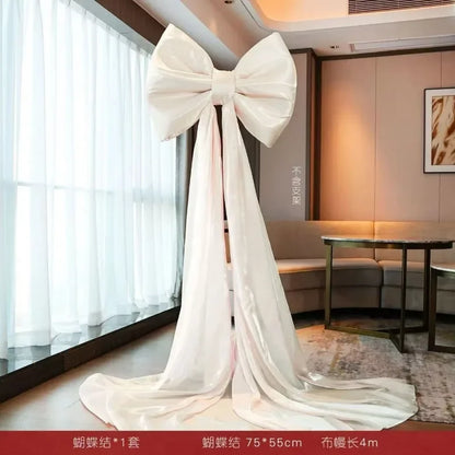 Laço decorativo grande, laço gigante de veludo vermelho, cenário casamento, decoração