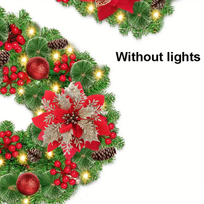 Guirlanda de Natal, guirlanda de Natal festão com laços, guirlanda de porta para paredes