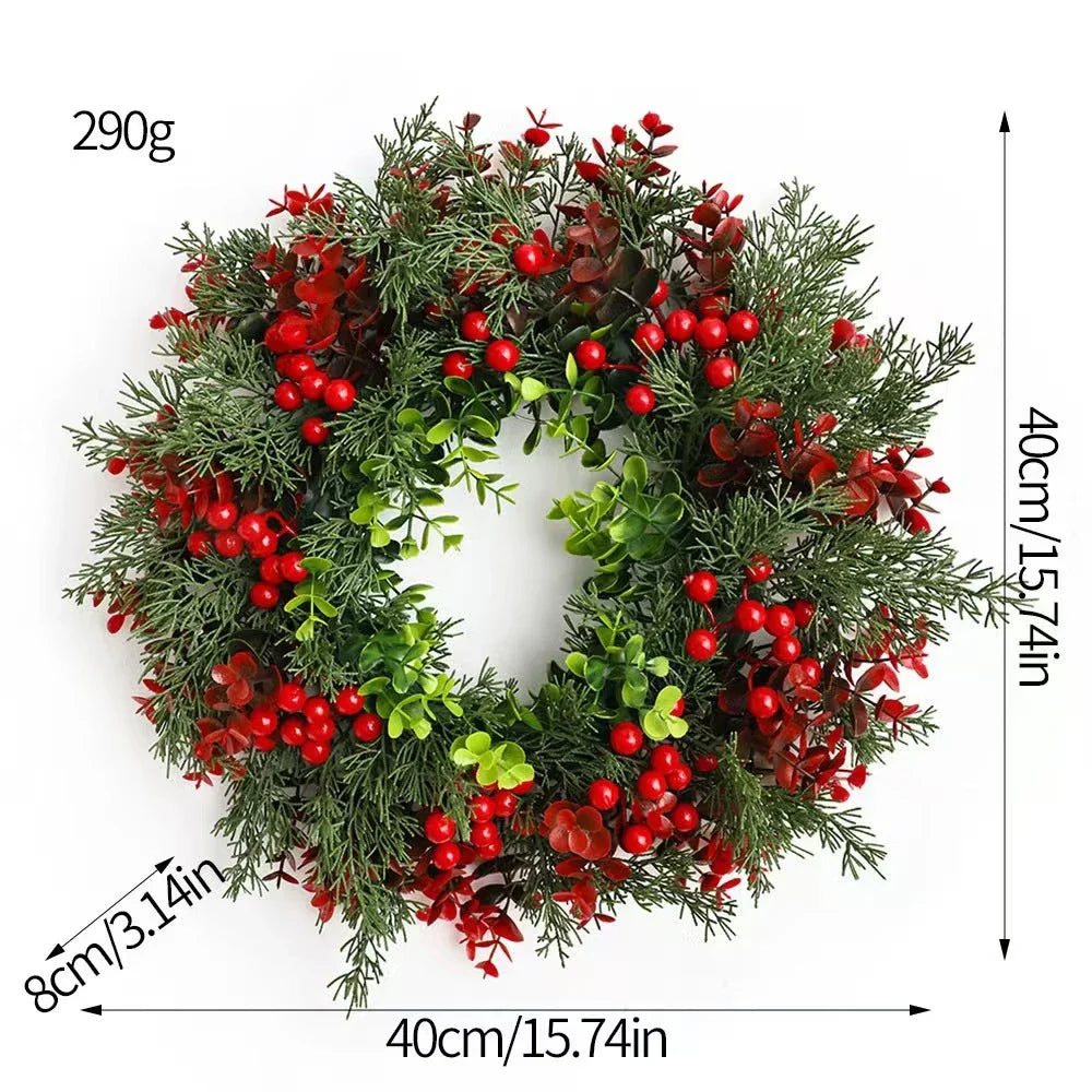 Guirlanda de Natal Artificial com Folhagem Verde e Frutas Vermelhas (Semelhante a Modelos 40cm a 45cm