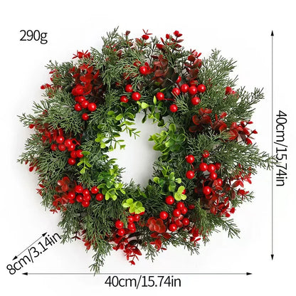 Guirlanda de Natal Artificial com Folhagem Verde e Frutas Vermelhas (Semelhante a Modelos 40cm a 45cm