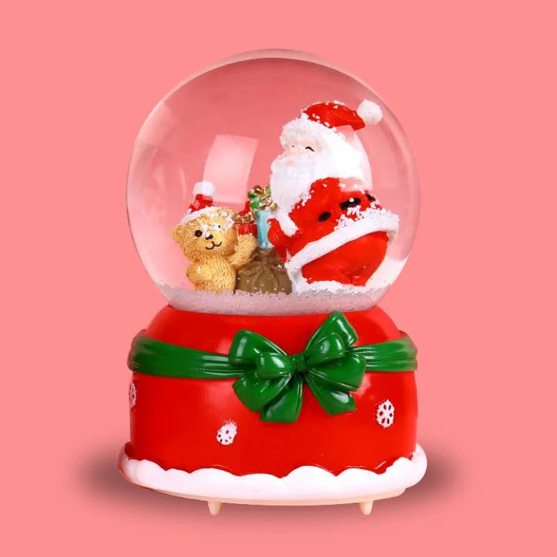 Globo de Neve de Natal, Bola de Cristal Iluminada, Enfeites de Bola de Vidro, Decorações