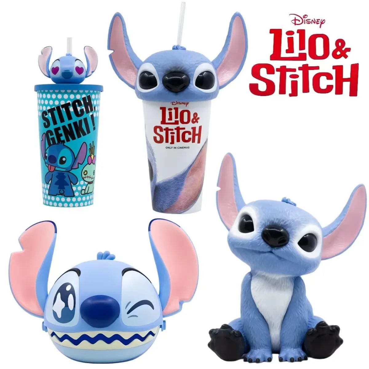 Kit Lilo & Stitch copo colecionável temático Stitch Oficial (Lilo & Stitch) – copo isolado canudo