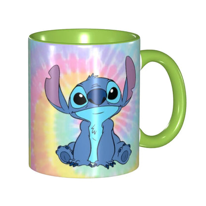 Caneca Lilo & Stitch Caneca de cerâmica floral (decalque através da alça), 590 ml