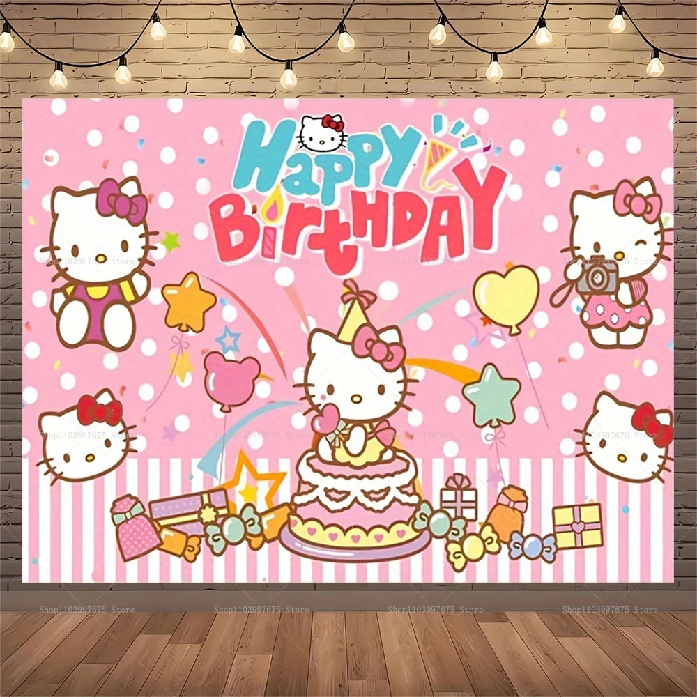 Cenários para festa Hello Kitty Girls  para festa de aniversário de gatinho, lembrancinhas