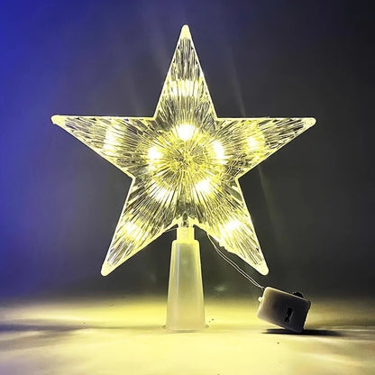 Estrela Ponteira para Árvore de Natal Colorida LED, 15 cm, Pisca-Pisca