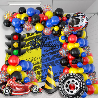 Balão Metal Hot Wheels Redondo Kit de arco de balão de carro de corrida festa Hot Wheels