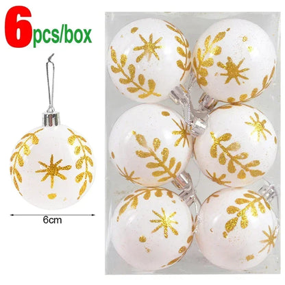 Bola Árvore de Natal Colorida Pintura 24 Peças de Enfeites de Bola de Natal, 6 cm Enfeites