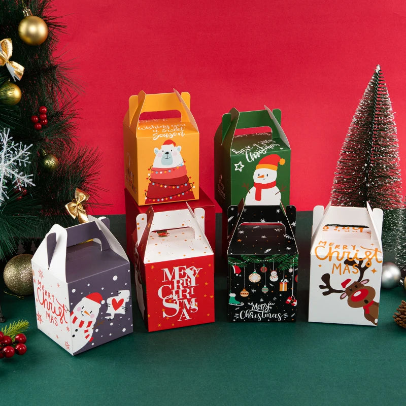 Caixas de presente de biscoito de Natal, caixa de doces com janela lembrancinhas