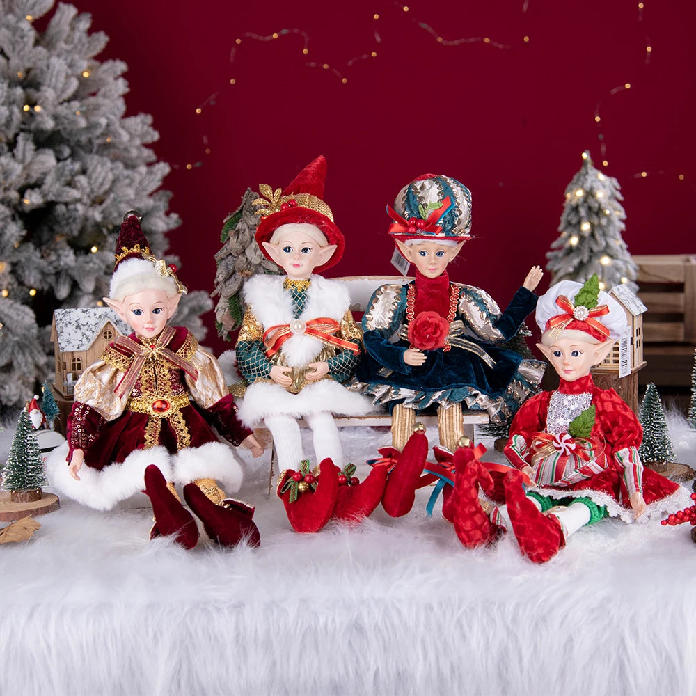 Elfo de Natal, 38cm Macios e Adoráveis Enfeites de Árvore de Natal de Elfos para Árvore de Natal