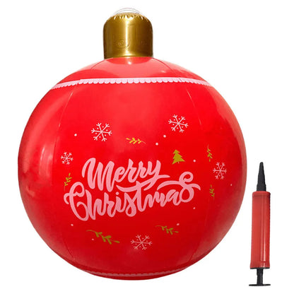 Grandes Bolas Infláveis de Natal, 24", Bola Inflável Gigante de PVC Decorada Natal e Bola