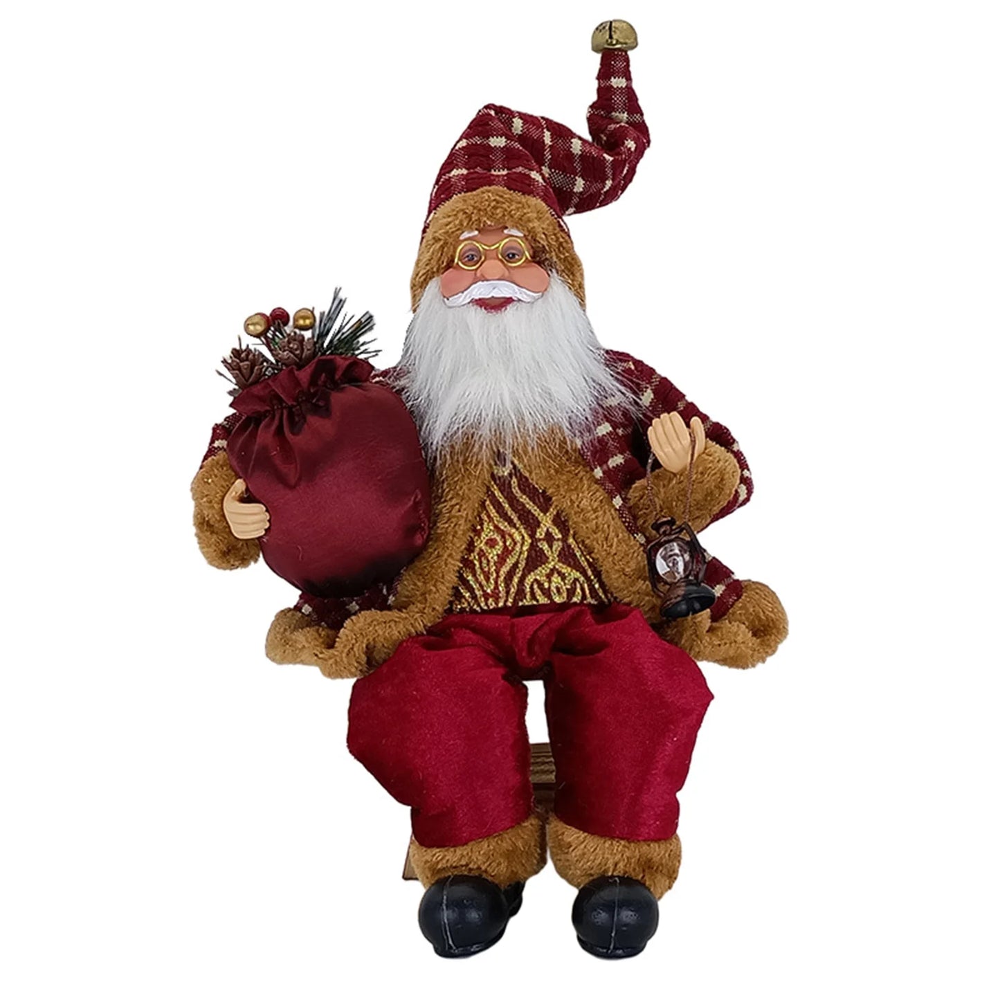 Boneco Papai Noel Casaco 30cm Enfeite Natalino Luxo Decoração Premium