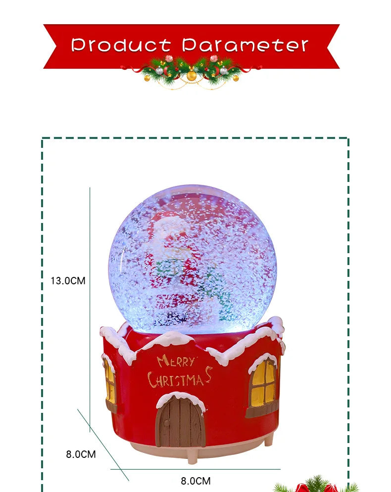Globo de Neve de Natal, Bola de Cristal Iluminada, Enfeites de Bola de Vidro, Decorações