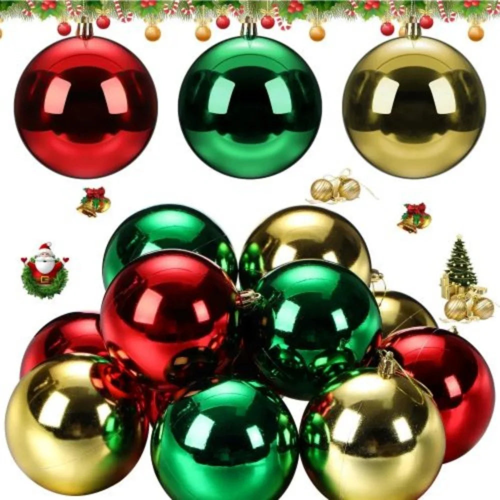 Bolas Natal Grandes Brilhantes, kit com 2 Bolas de Natal Rosa Brilhante Espelhada 15/25cm