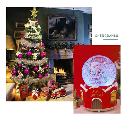 Globo de Neve de Natal, Bola de Cristal Iluminada, Enfeites de Bola de Vidro, Decorações