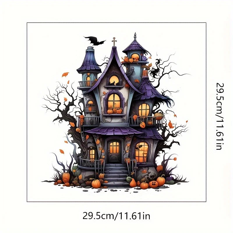 Adesivos Abóbora Castelo Halloween decalques de parede de abóbora de Halloween