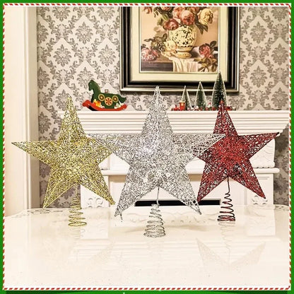 Ponteira Estrela Brilhante Glitter Dourada Prata Vermelha Ponteira Grande 20 cm Árvore