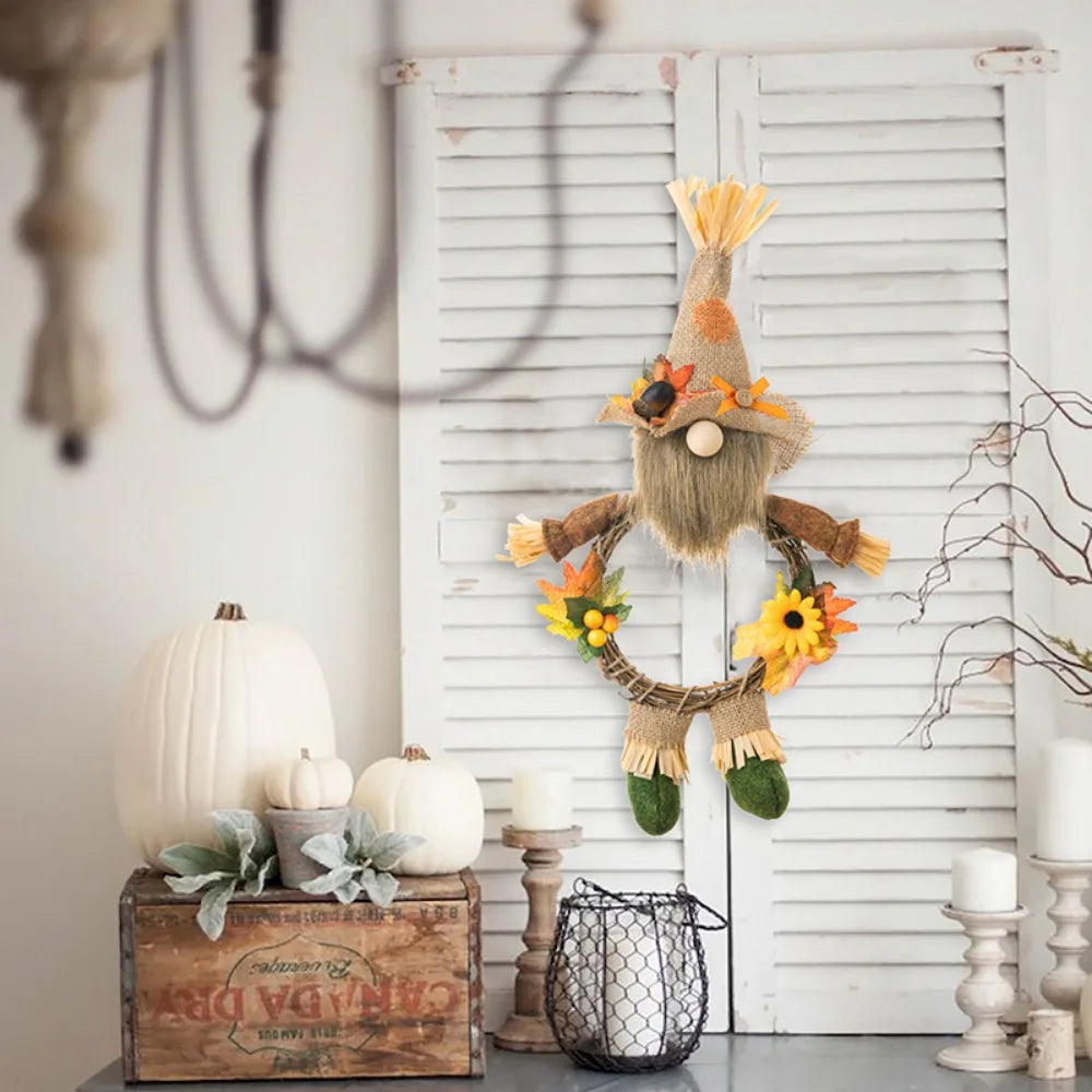 Pingente teto espantalho festa junina , Festa ação graças, chapéu estopa, enfeite guirlanda